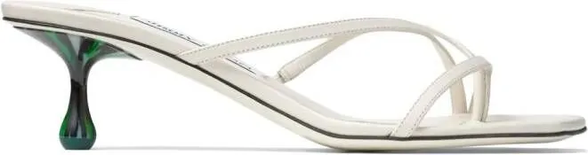 Jimmy Choo 50mm Etana strappy leather mules White