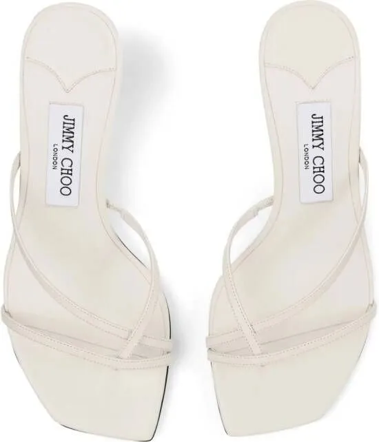 Jimmy Choo 50mm Etana strappy leather mules White