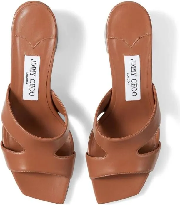 Jimmy Choo Ellison 45mm leather mules Brown