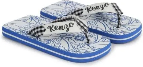 Kenzo Kids Hawaiian-print flip flops Blue