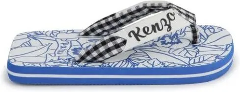 Kenzo Kids Hawaiian-print flip flops Blue