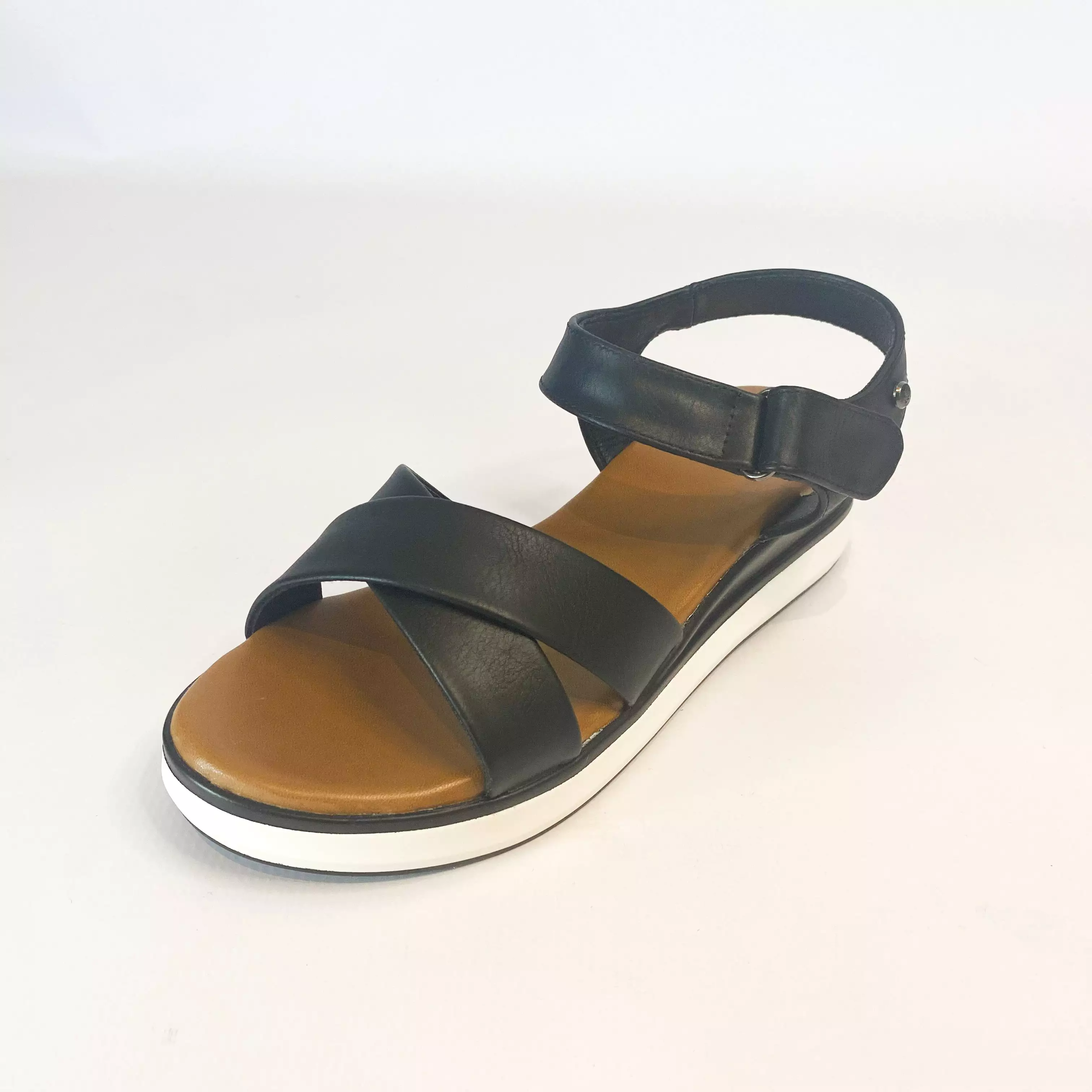 KG black crossover wedge sandal