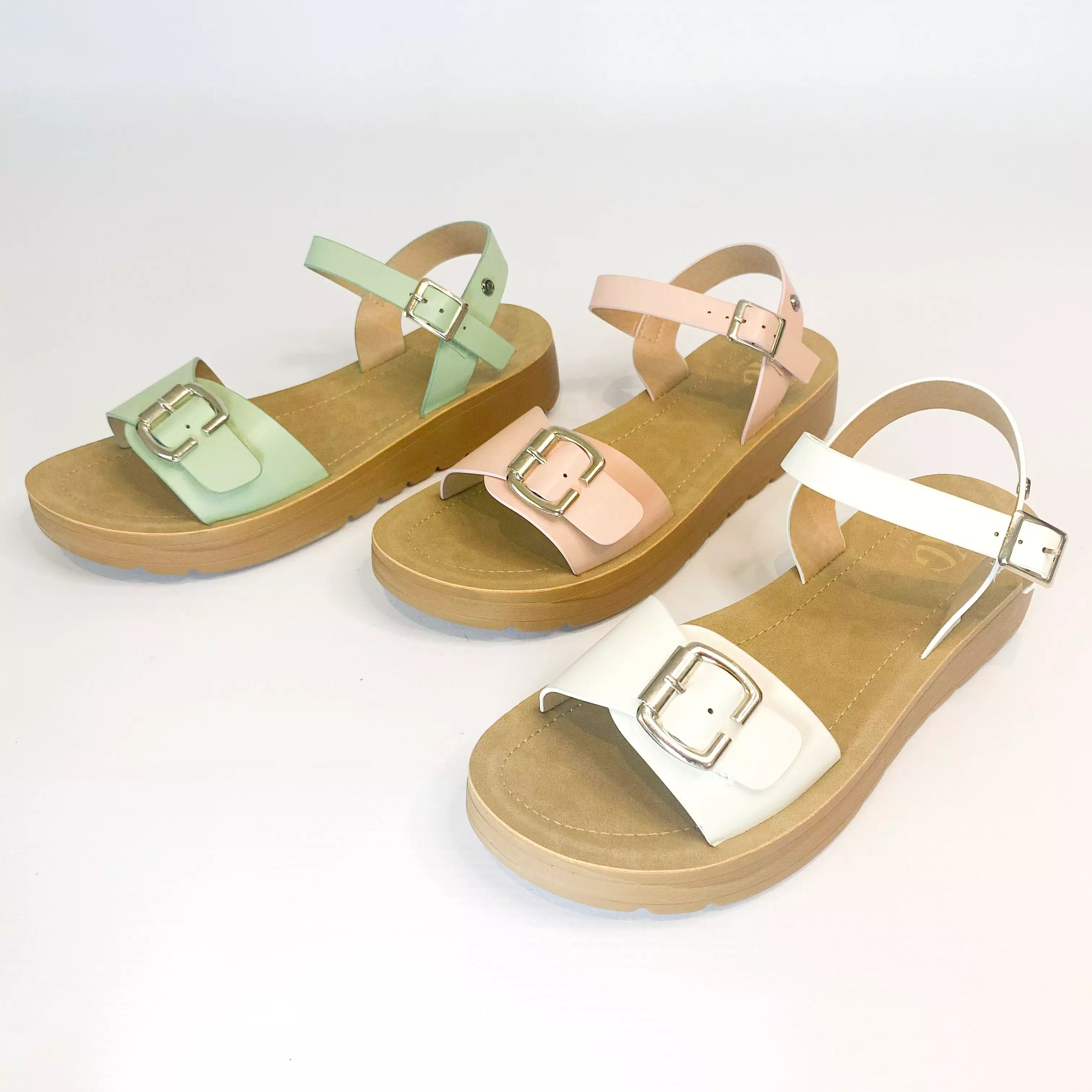 KG sage buckle strap sandal