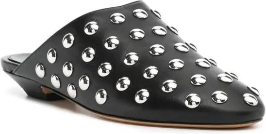 KHAITE The Otto stud-embellished leather mules Black