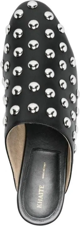 KHAITE The Otto stud-embellished leather mules Black