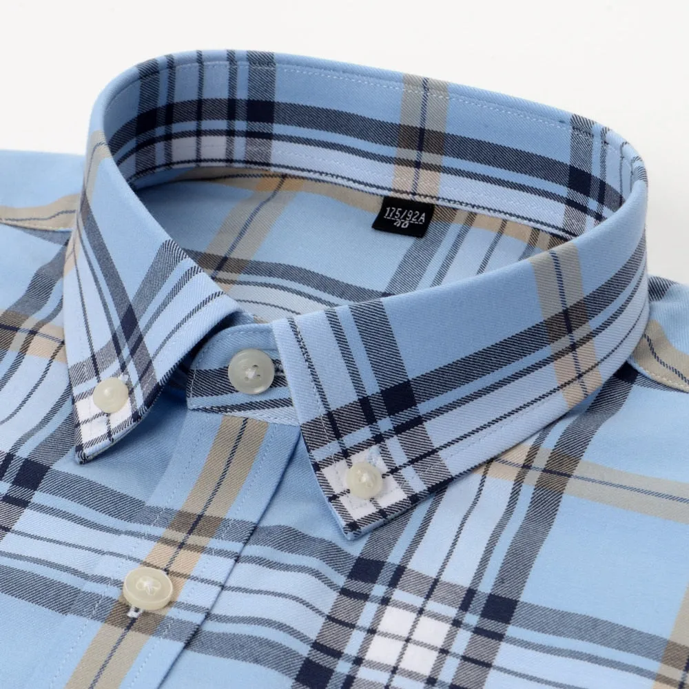 Men's Casual Comfortable Brushed Plaid Heavy Cotton Long-sleeve Shirt