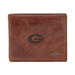 Men's Fossil Brown Georgia Bulldogs Ryan RFID Flip ID Bi-Fold Wallet