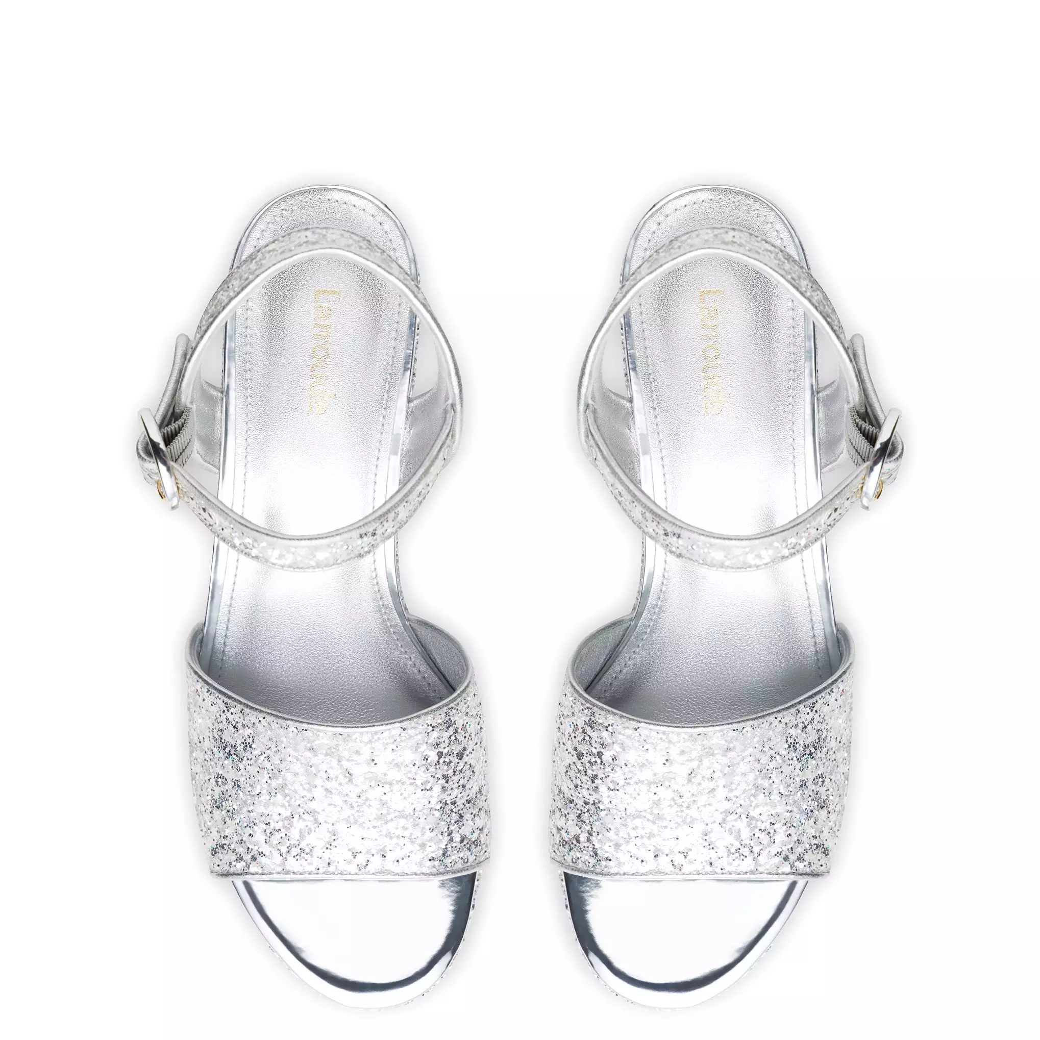 Miso Platform Strap Sandal In Silver Glitter