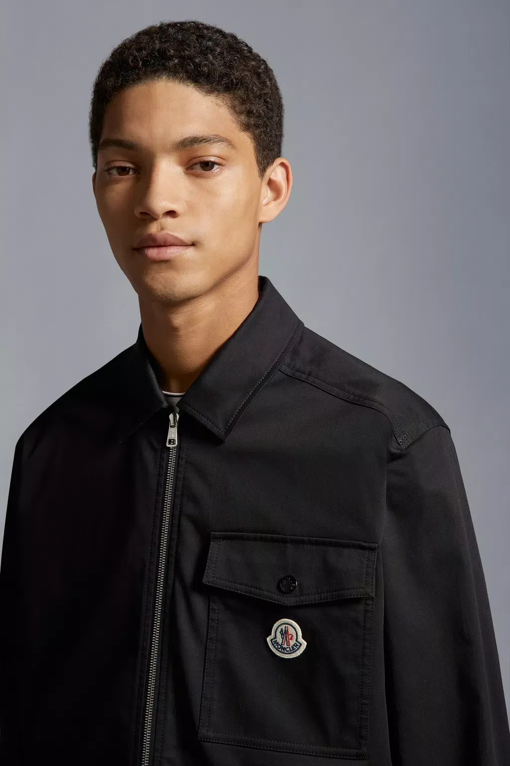 MONCLER  |Gabardine Zip-Up Shirt