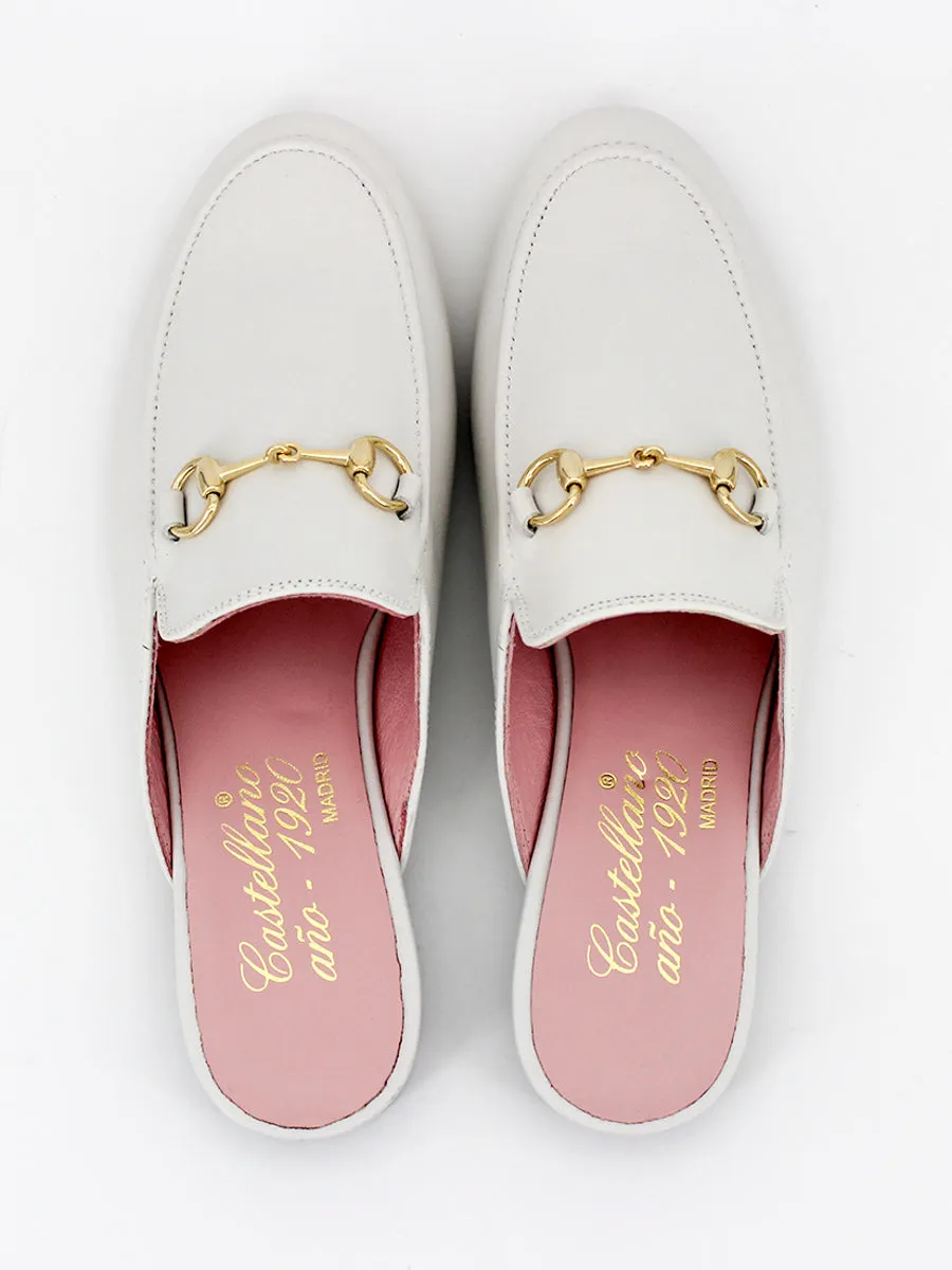 Mules Venecia de piel coy color blanco