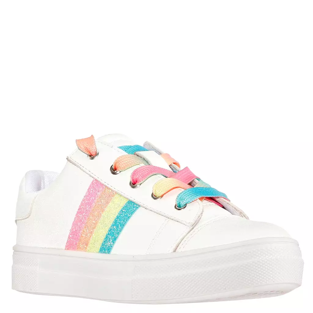 Nina Girls white shimmer rainbow stripe karsen sneaker