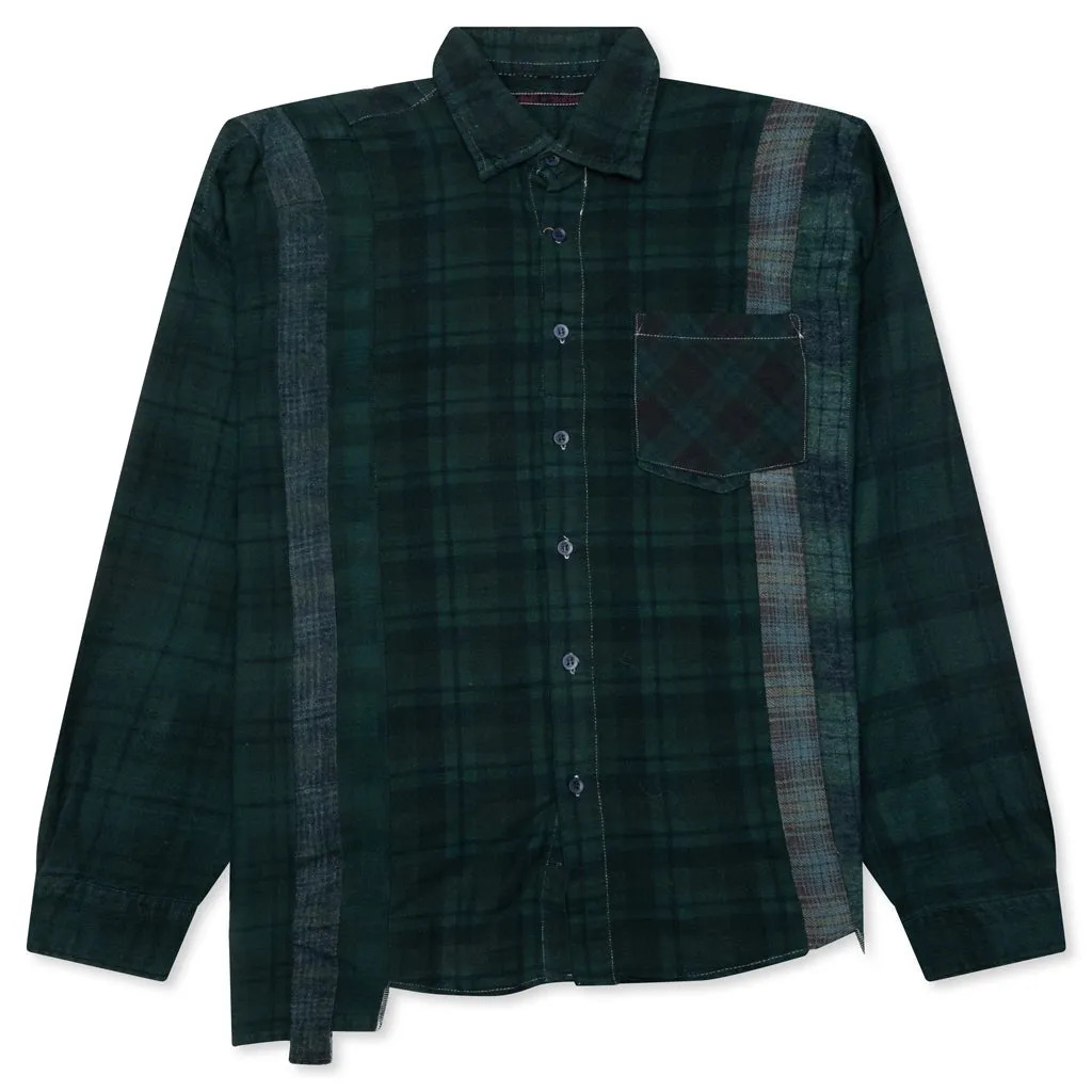 Over Dye 7 Cuts Wide Shirt - Green