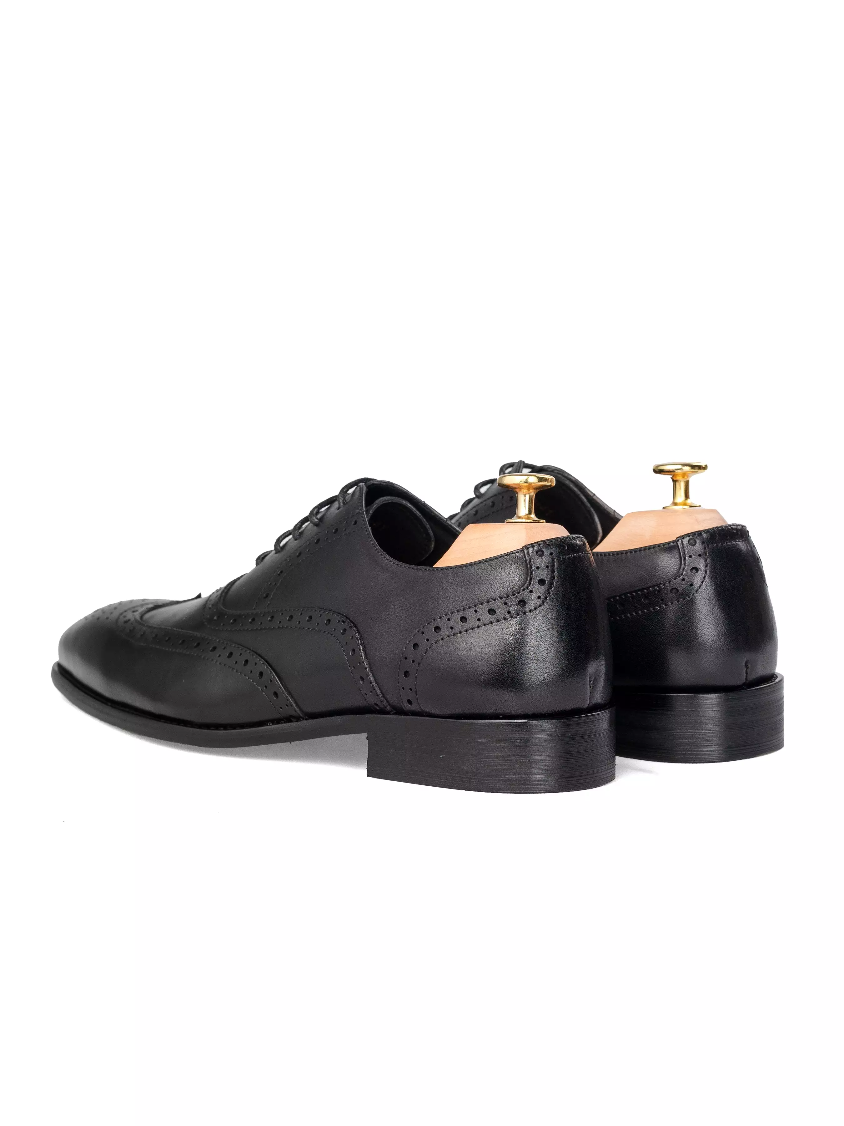 Oxford Brogue Wingtip - Black Lace Up (Chisel Toe)