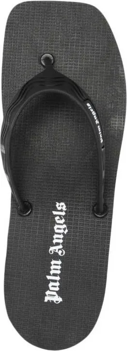 Palm Angels logo-print heeled flip flops Black