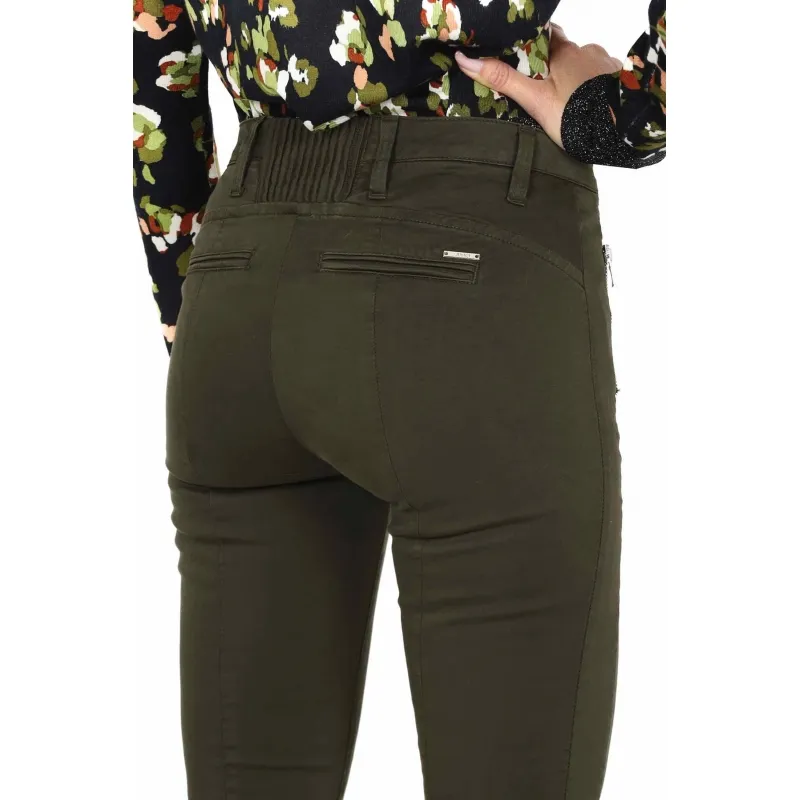 PANTALONI BOTTOM UP IN COTONE STRETCH, VERDE