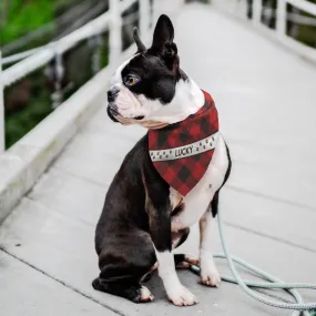 Personalized Dog Bandana Red Flannel Name