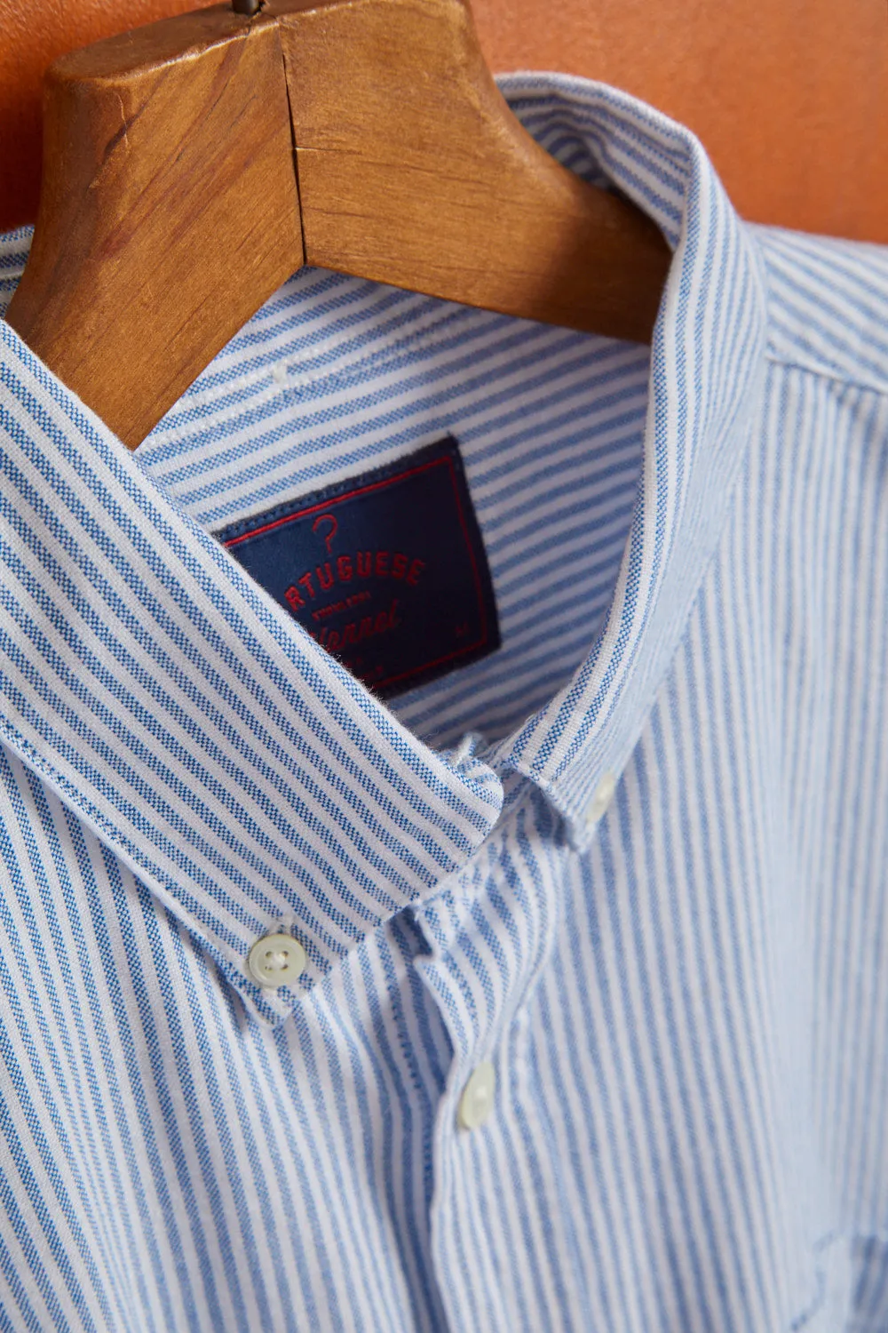 Portuguese Flannel - Belavista Navy/White stripe Oxford