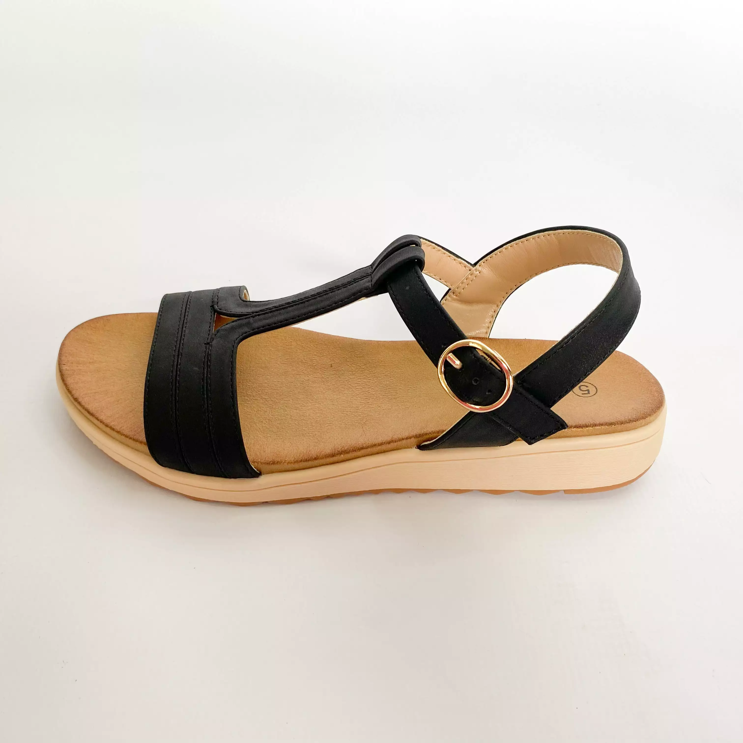 Queue black t-bar sandal