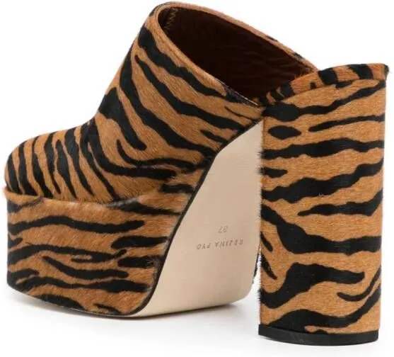 Rejina Pyo Polly animal-print platform mules Brown