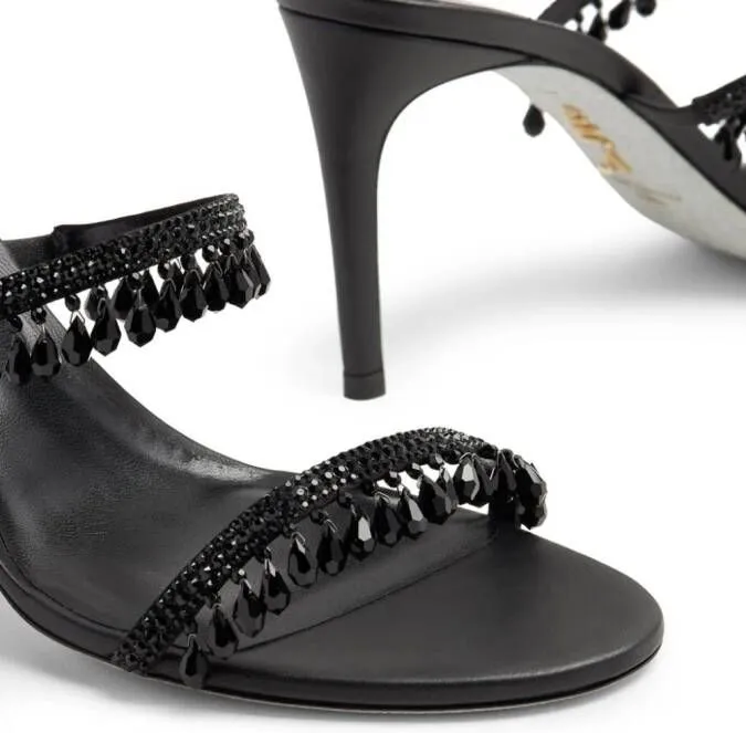 René Caovilla Chandelier 80mm open-toe mules Black