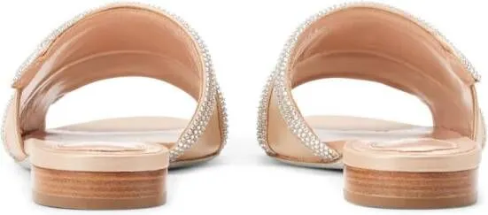 René Caovilla crystal-embellished satin mules Gold