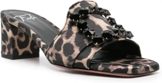 Roberto Festa 50mm Basa leopard-print mules Brown