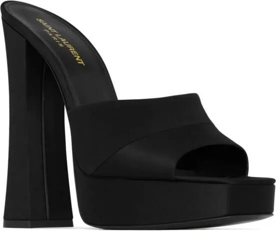 Saint Laurent Boogie 110mm platform satin mules Black