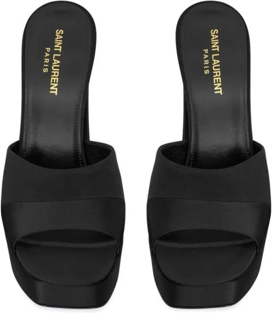 Saint Laurent Boogie 110mm platform satin mules Black