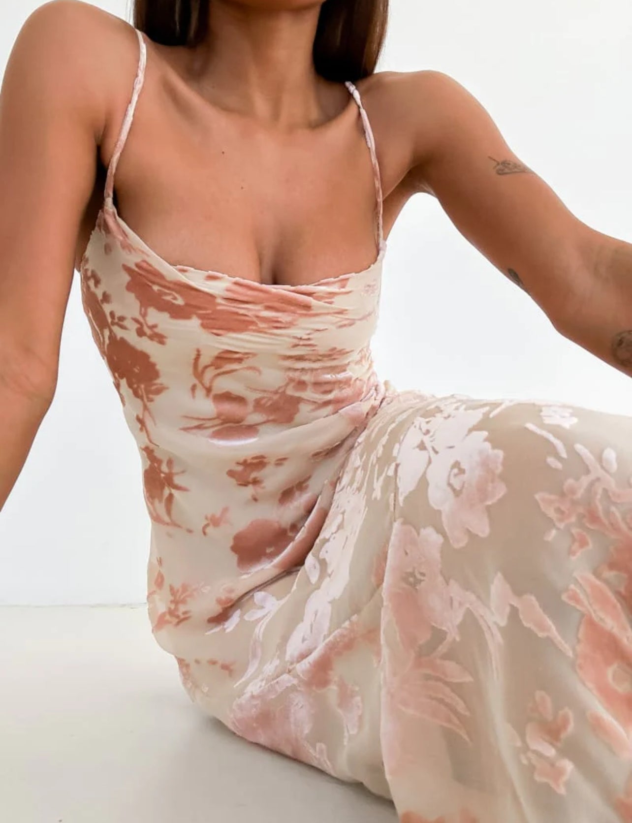 Santeria Maxi Dress in Blush Devore