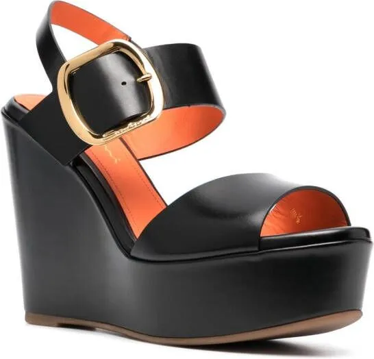 Santoni 125mm leather wedges Black