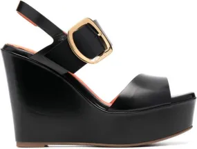 Santoni 125mm leather wedges Black