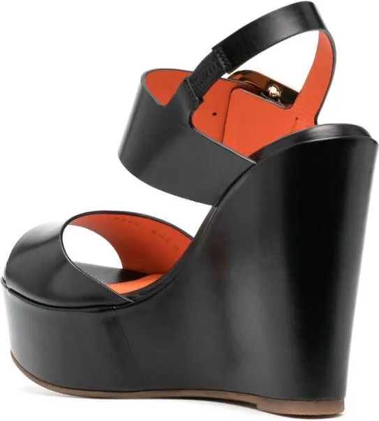 Santoni 125mm leather wedges Black