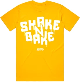 SHAKE N BAKE : Gold Sneaker Tees Shirt (white ink)