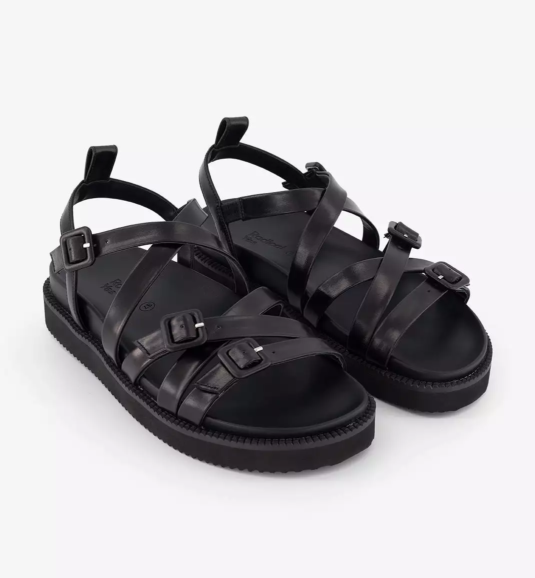 Sophia Strappy Sandal in Black Leather