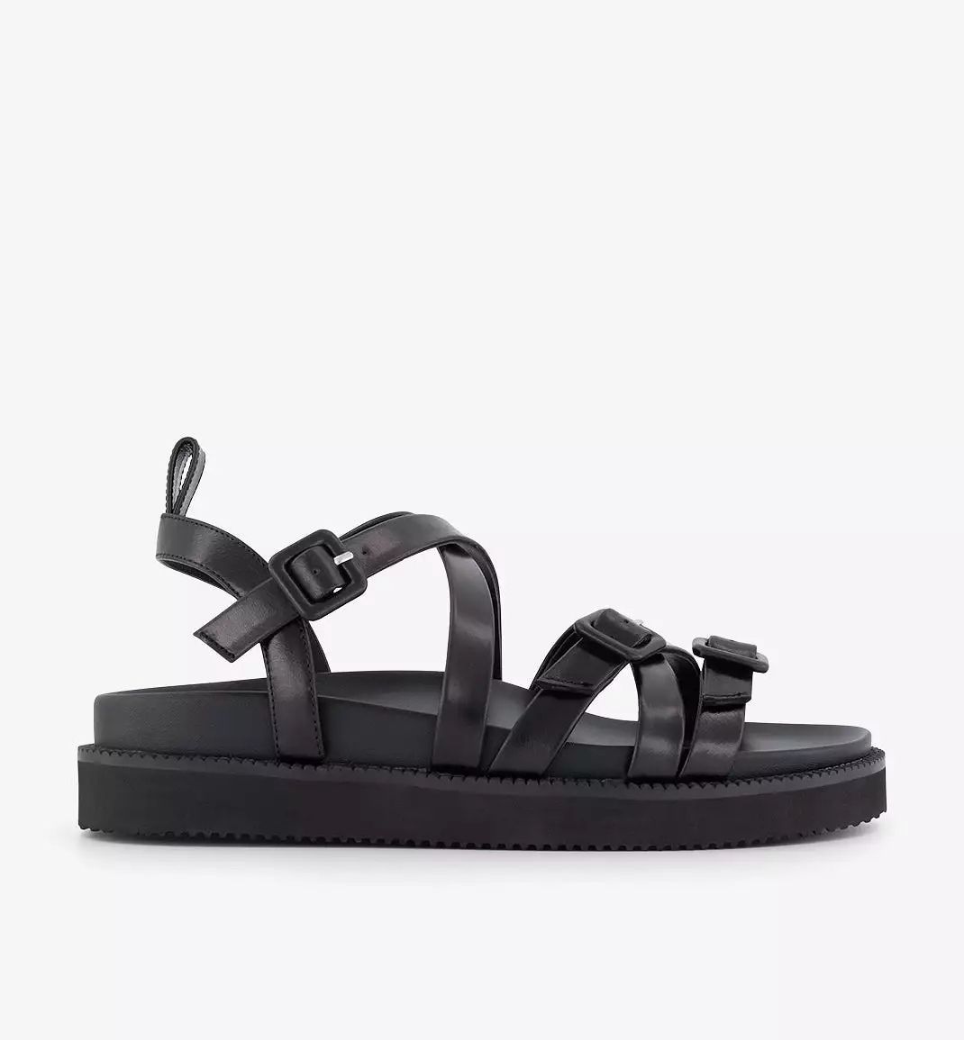 Sophia Strappy Sandal in Black Leather