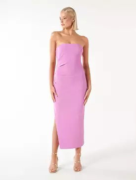 Stacy Strapless Tuck Midi Dress