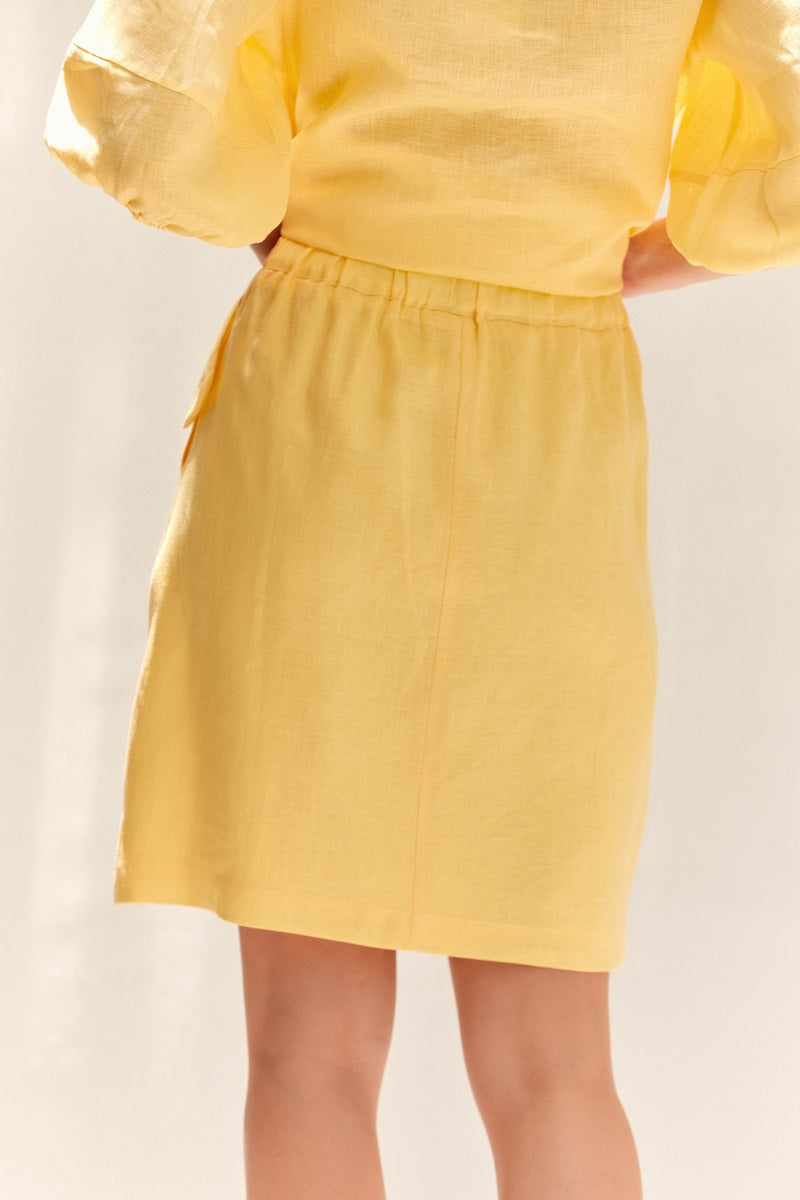 Thalia Linen Skirt Lemon