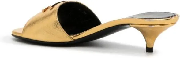 TOM FORD 40mm logo-plaque leather mules Gold