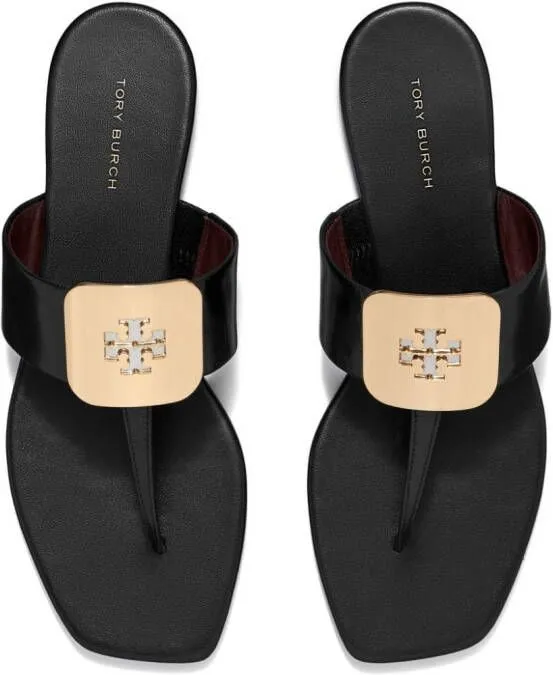 Tory Burch Georgia logo-debossed flip flops Black