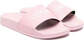 Versace Kids logo-embossed flip flops Pink