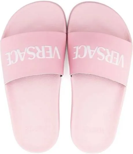 Versace Kids logo-embossed flip flops Pink