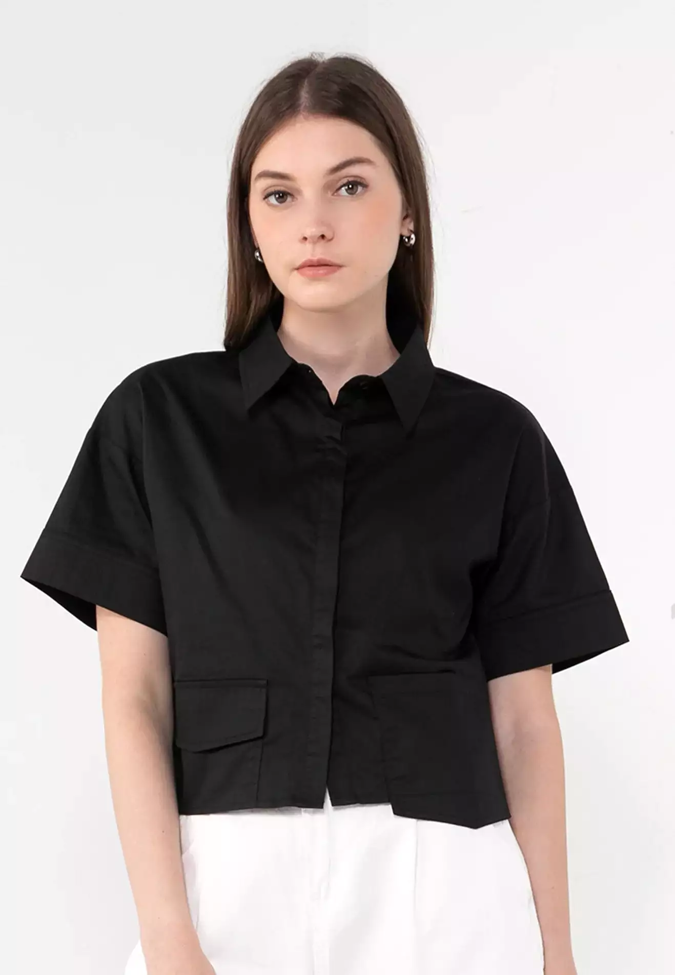 VOIR JEANS Button Up Collar Neck Basic Shirt