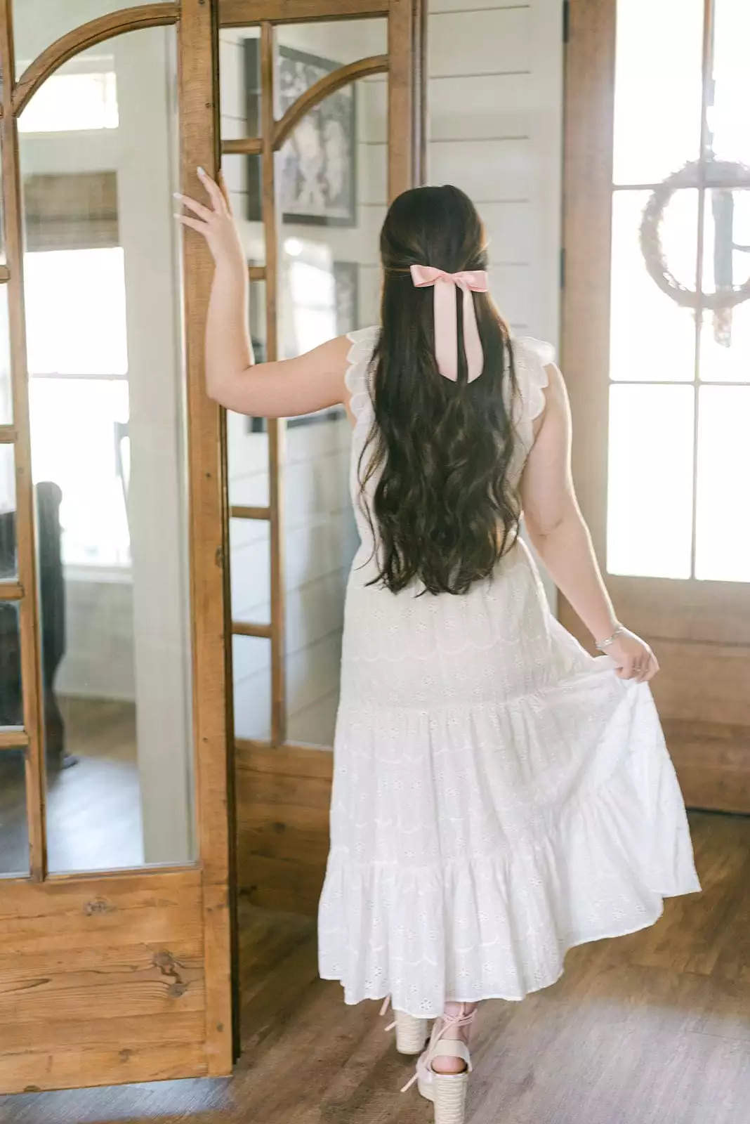 White Eyelet Lace Midi Dress