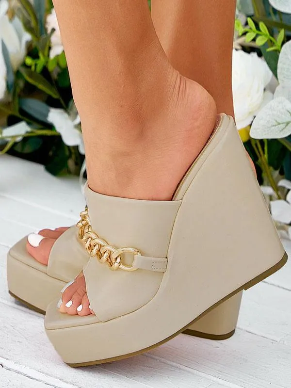 Women's Chains Platform Mule Wedges