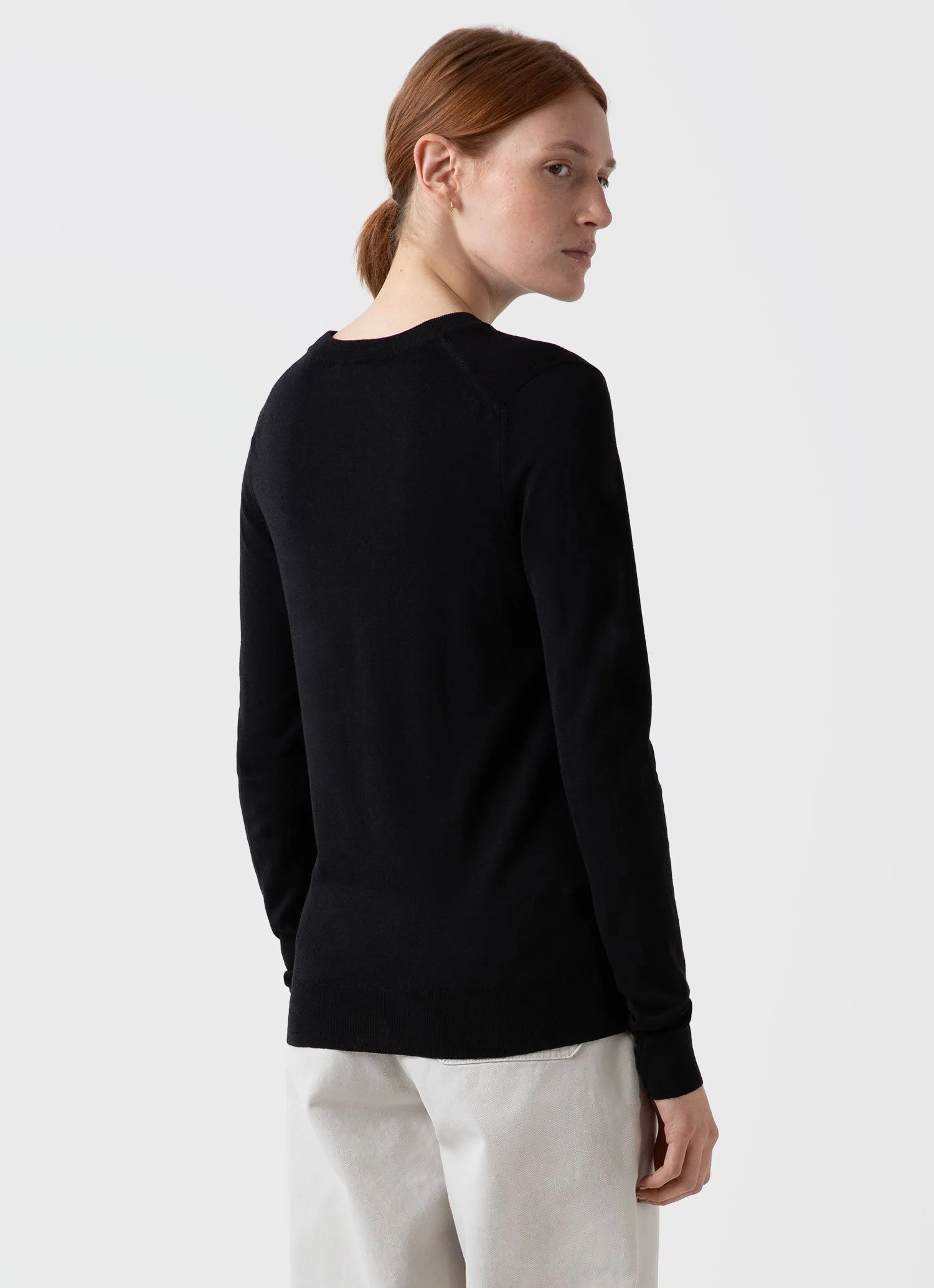 Women's Merino Silk Crew Neck jumper in Black