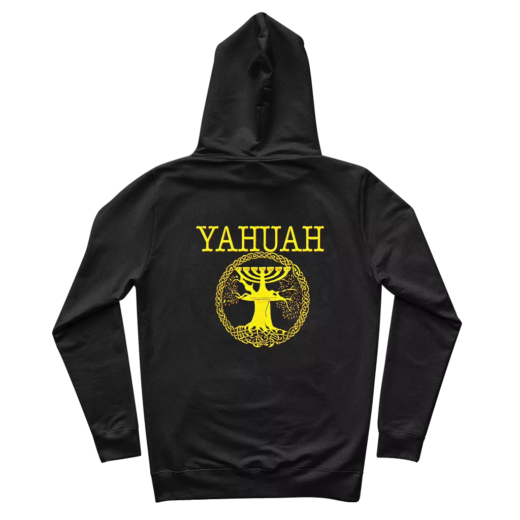 Yahuah-Tree of Life 02-01 Men's Designer Organic Cotton Pullover Hoodie