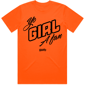 YO GIRL A FAN : Blood Orange Sneaker Tees Shirt (black ink)