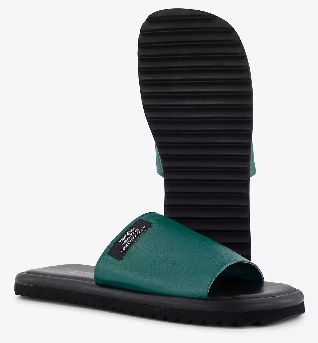 Yoyogi Leather Slide | Verdigris Green